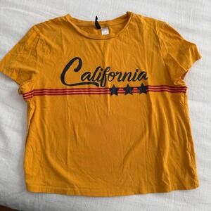 H&M Divided Yellow California Graphic T Shirt Women's Size L Short Sleeve